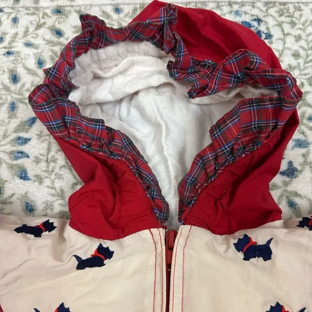 Vintage Carters Red Scottish Terrier Ruffle Plaid Girls Windbreaker Jacket